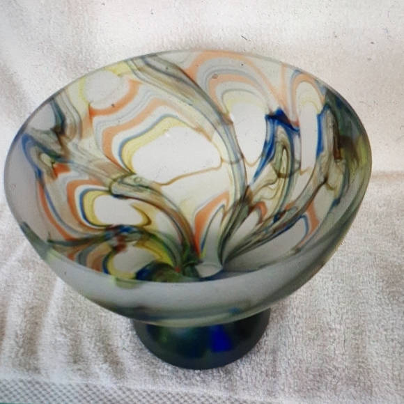 Tarnewiec handblown art glass compote. - Picture 2 of 7